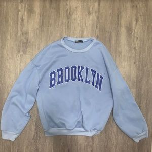 SHEIN Baby Blue Brooklyn Sweatshirt: Size L